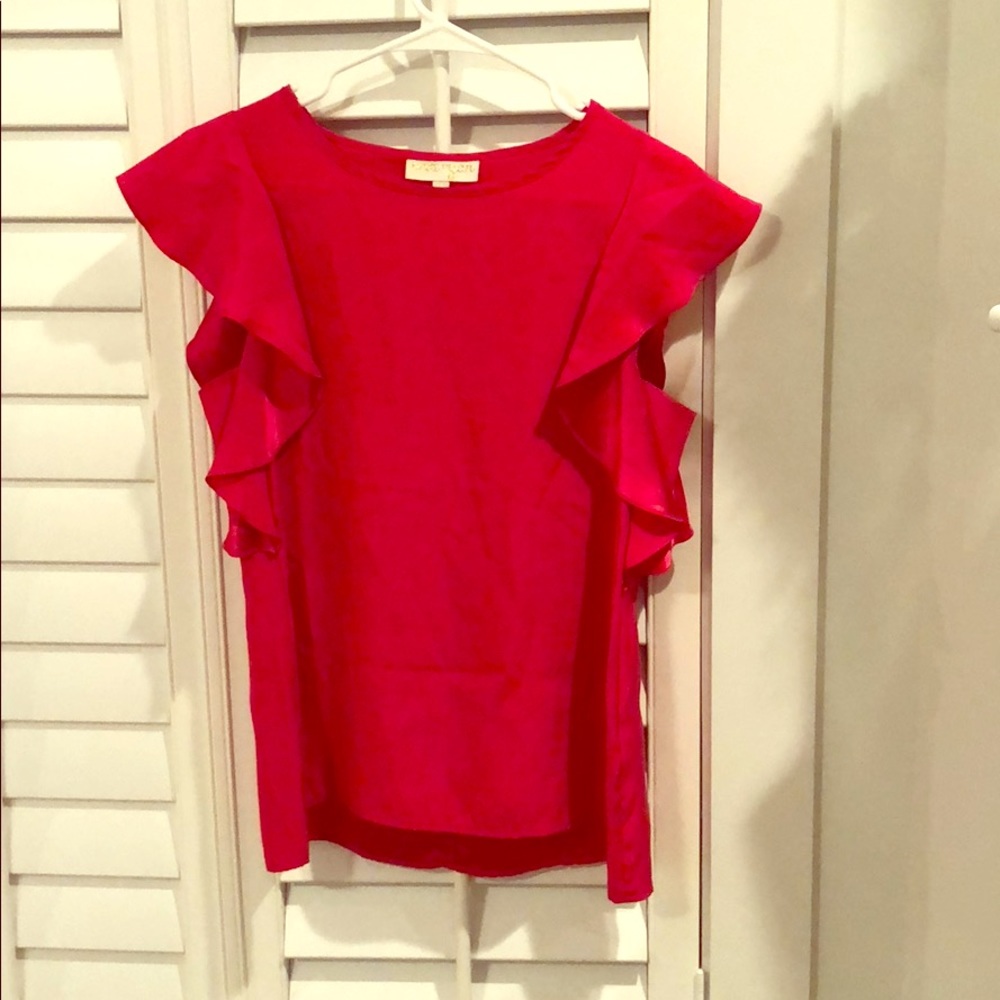 Watermelon pink silk top